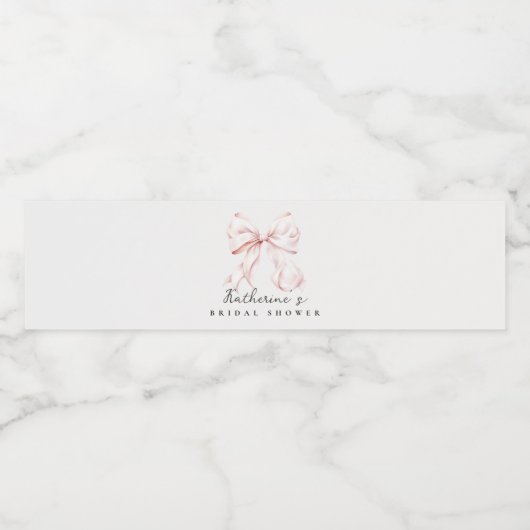 Elegant Roze Bow Vrijgezellenfeest Waterfles Etiket (Enkel label)