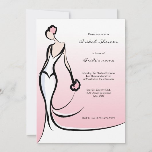 Elegant Roze Bridal Shower Invitations Kaart (Voorkant)