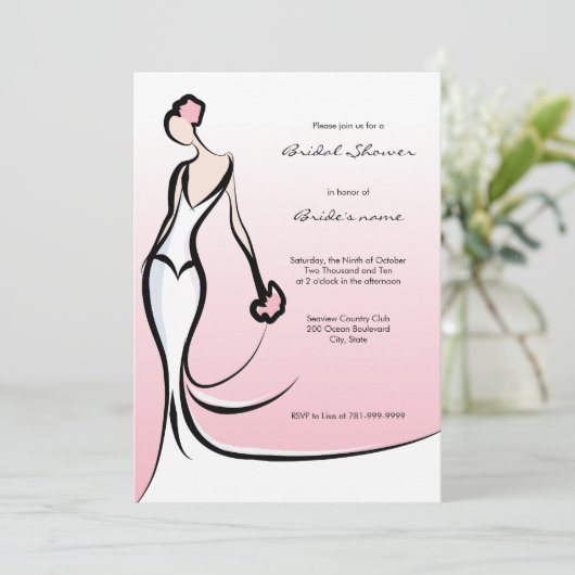 Elegant Roze Bridal Shower Invitations Kaart (Staand voorkant)