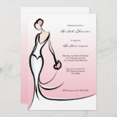 Elegant Roze Bridal Shower Invitations Kaart (Voorkant / Achterkant)