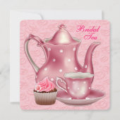 Elegant Roze Bruids Tea Party Kaart (Voorkant)