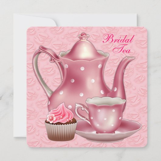 Elegant Roze Bruids Tea Party Kaart (Voorkant)