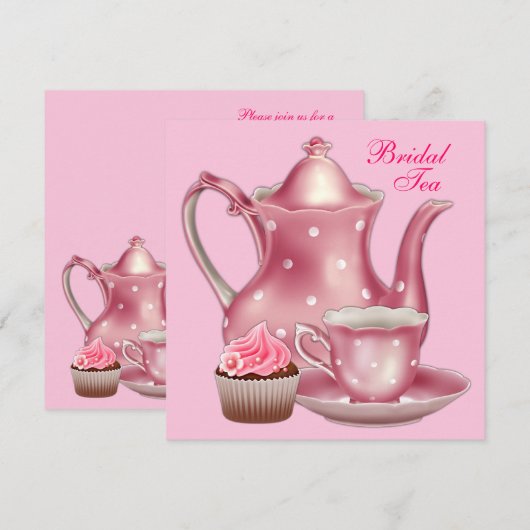 Elegant Roze Bruids Tea Party Kaart (Voorkant / Achterkant)