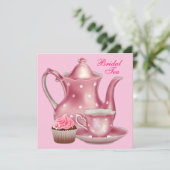 Elegant Roze Bruids Tea Party Kaart (Staand voorkant)