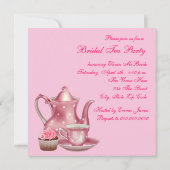 Elegant Roze Bruids Tea Party Kaart (Achterkant)
