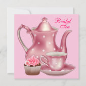 Elegant Roze Bruids Tea Party Kaart (Voorkant)