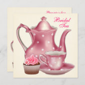 Elegant Roze Bruids Tea Party Kaart (Voorkant / Achterkant)
