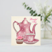 Elegant Roze Bruids Tea Party Kaart (Staand voorkant)
