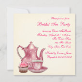 Elegant Roze Bruids Tea Party Kaart (Achterkant)