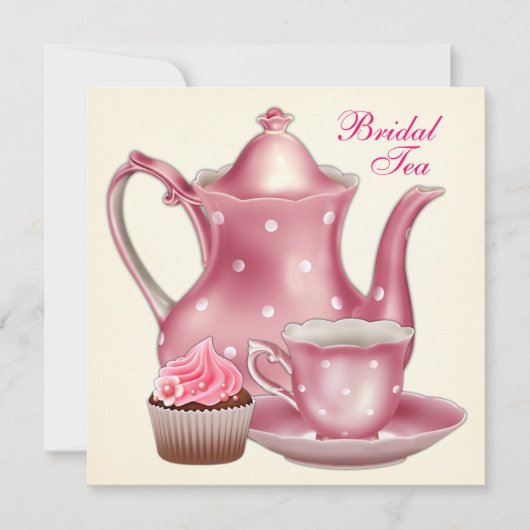 Elegant Roze Bruids Tea Party Kaart (Voorkant)