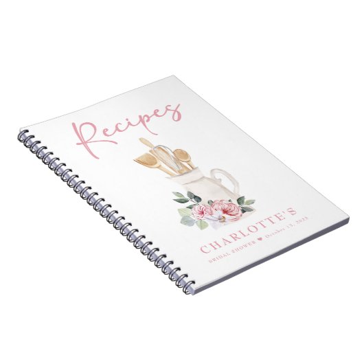 Elegant Roze Bruidsfeest Receptenboek Notitieboek (Rechterzijde)
