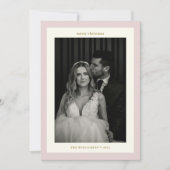 Elegant roze bruidspaar twee foto kerst feestdagenkaart (Voorkant)
