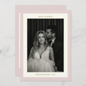 Elegant roze bruidspaar twee foto kerst feestdagenkaart (Voorkant / Achterkant)