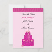 Elegant roze bruiloft Cake Save the Date (Voorkant)