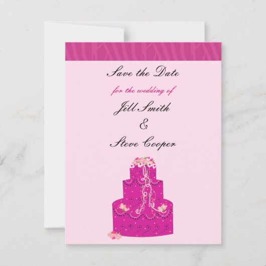 Elegant roze bruiloft Cake Save the Date (Voorkant)