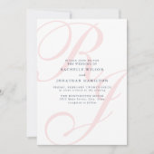 Elegant Roze Bruiloft Monogram Minimaal Kaart (Voorkant)