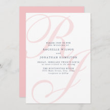 Elegant Roze Bruiloft Monogram Minimaal