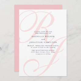 Elegant Roze Bruiloft Monogram Minimaal Kaart