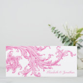 Elegant roze bruiloft uitnodigen kaart (Staand voorkant)