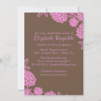 Elegant roze & bruin bridal Shower Invitations Kaart