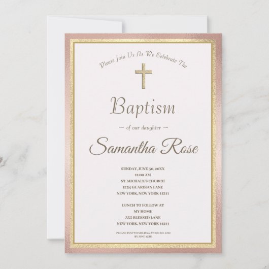 Elegant roze bruin meisje met bruisende bruine bru kaart (Voorkant)