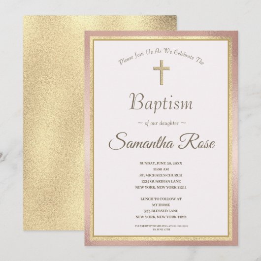 Elegant roze bruin meisje met bruisende bruine bru kaart (Voorkant / Achterkant)