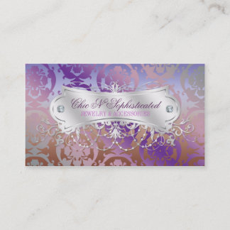 Elegant roze bruin Paars Damask Swirl Visitekaartje
