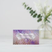 Elegant roze bruin Paars Damask Swirl Visitekaartje (Staand voorkant)