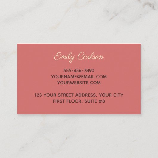 Elegant roze bruine marmer faux goud glitter bu visitekaartje (Achterkant)