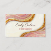 Elegant roze bruine marmer faux goud glitter bu visitekaartje (Voorkant)