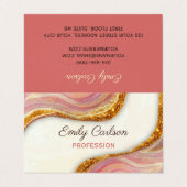 Elegant roze bruine marmer faux goud glitter bu visitekaartje (Buitenkant ongevouwen)