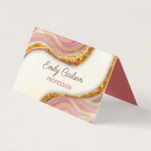 Elegant roze bruine marmer faux goud glitter bu visitekaartje