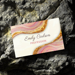 Elegant roze bruine marmer faux goud glitter bu visitekaartje