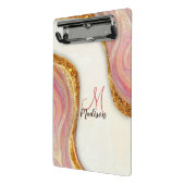 Elegant roze bruine marmer faux goudglitter mini klembord (Angled2)