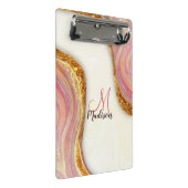 Elegant roze bruine marmer faux goudglitter mini klembord (Schuin)