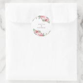 Elegant roze bruine rozen bruiloft gunt klassiek ronde sticker (Tas)