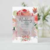 Elegant roze bruinrode bruiloft kaart (Staand voorkant)