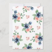 Elegant roze & Bue Floral Baby Genderpartij Kaart (Achterkant)