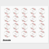 Elegant roze burgundy rozen bruiloft ronde sticker (Vel)