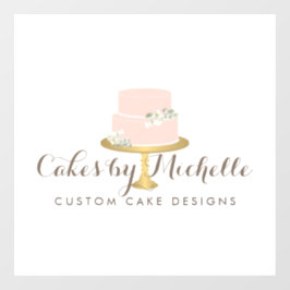 Elegant Roze Cake Bakery Raamsticker