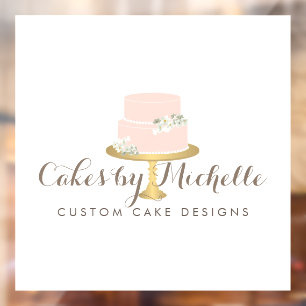 Elegant Roze Cake Bakery Raamsticker