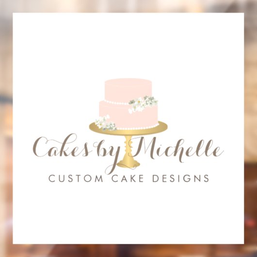 Elegant Roze Cake Bakery Raamsticker (Vel 2)