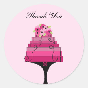 Elegant Roze Cake Hartelijk dank Ronde Sticker
