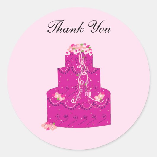 Elegant Roze Cake Hartelijk dank Ronde Sticker (Voorkant)