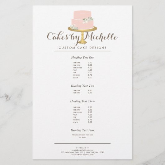 Elegant roze Cake met Florals Cake Decorting Flyer (Voorkant)