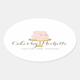 Elegant roze Cake met Florals Cake Decorting Ovale Sticker