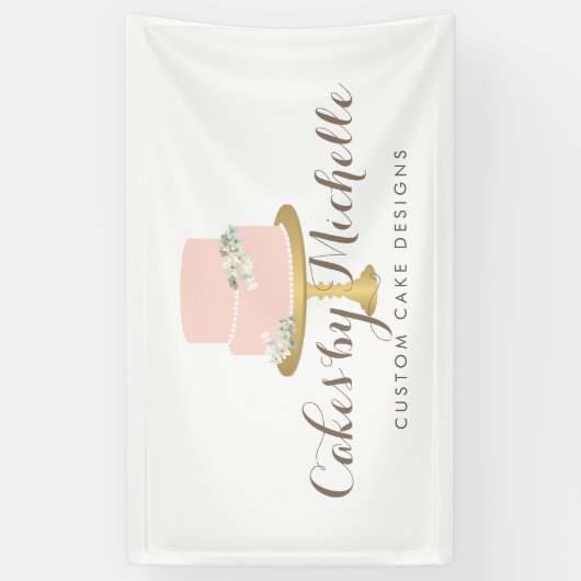 Elegant roze Cake met Florals Cake Decorting Spandoek (Verticaal)