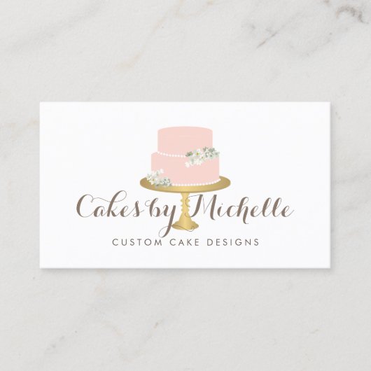 Elegant roze Cake met Florals Cake Decorting Visitekaartje (Voorkant)