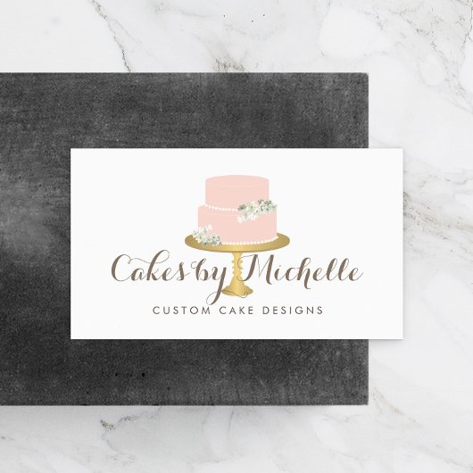 Elegant roze Cake met Florals Cake Decorting Visitekaartje