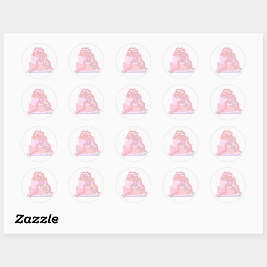 Elegant roze Cake Ronde Sticker (Vel)